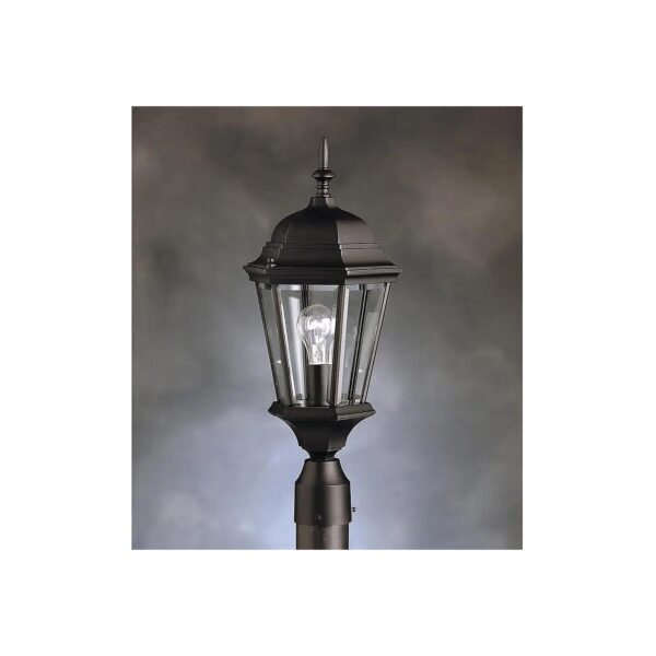 1 Light Black Outdoor Post Light Featuring Clear Glass and Aluminum