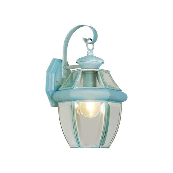 1 Light Solid Brass Wall Lantern with Clear Beveled Glass and Corded Electric