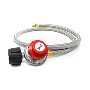 1 Propane Regulator with Steel Braided Hose for Long-Lasting and Reliable Gas Flow