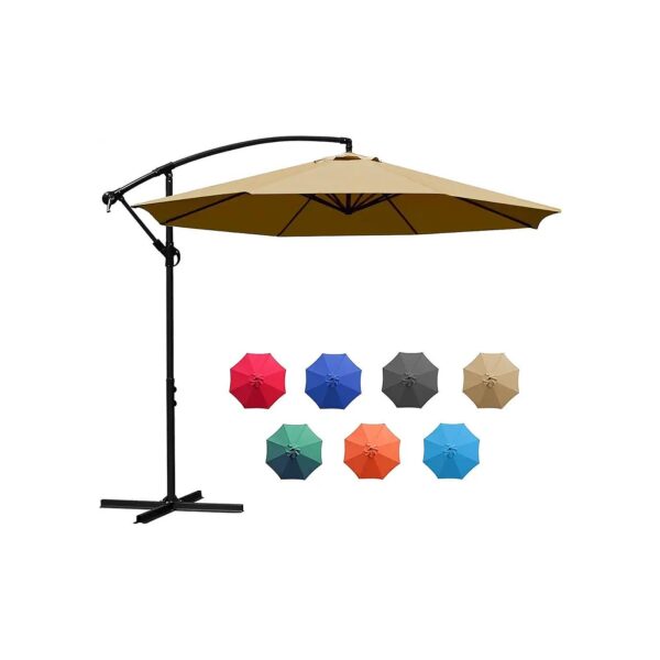 10 Foot Diameter Outdoor Darkest Tan Color Cantilever Patio Umbrella for Maximum Shade