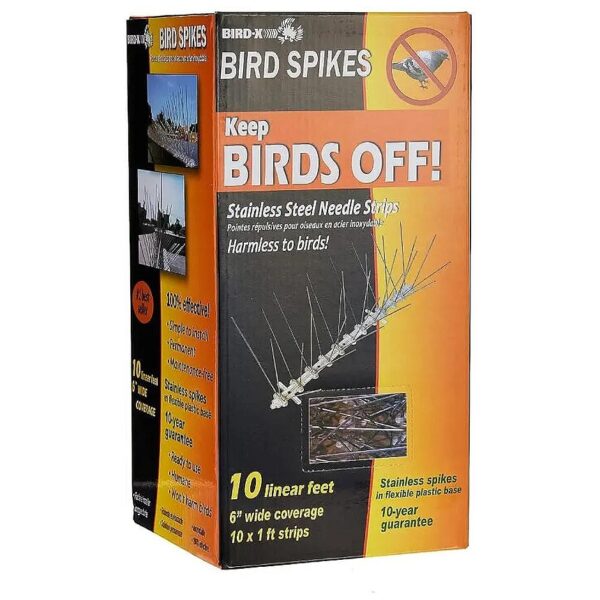 10 Foot Stainless Steel Bird Spike System for Large Roofs and Surfaces