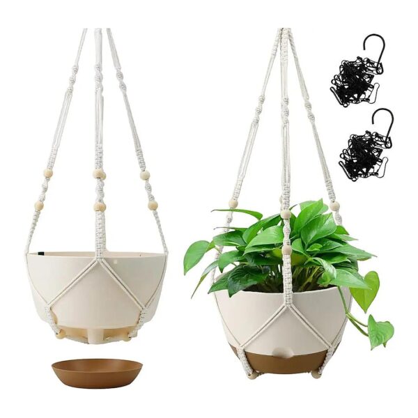 10 Inch Hanging Planters with Drainage Hole and Watering System for Flowers and Plants