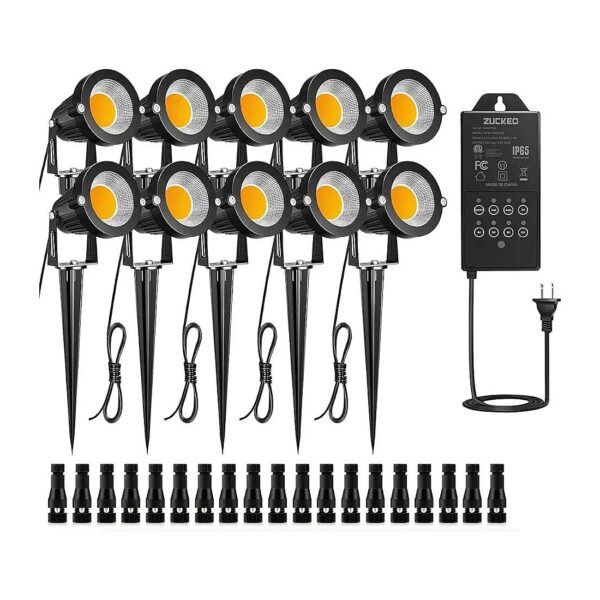 10 Pack LED Landscape Lighting Kit Low Voltage Outdoor Garden Pathway Lights with Timer