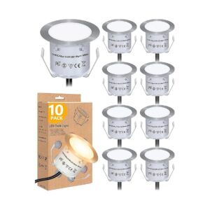 10 Pack Recessed LED Deck Light Kits for Warm White Landscape Lighting