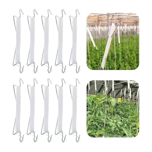 10 Pcs White Iron Plant Hooks with 8 Yard Long Twine for Efficient Gardening