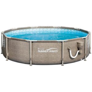 10 x 30 Round Metal Frame Swimming Pool with Skimmer and Filter Pump for Backyard