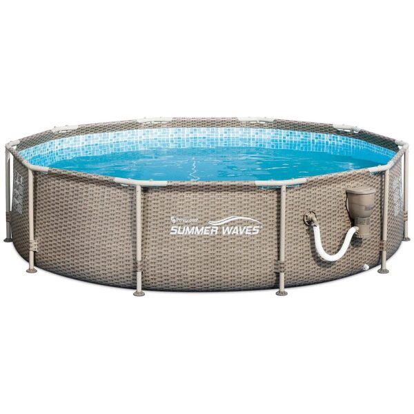 10 x 30 Round Metal Frame Swimming Pool with Skimmer and Filter Pump for Backyard