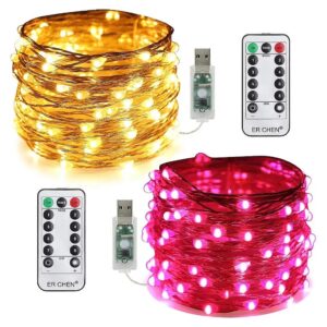 100 LED Bulbs, 33ft Copper Wire, USB Powered, Indoor Outdoor Use, Timer Function