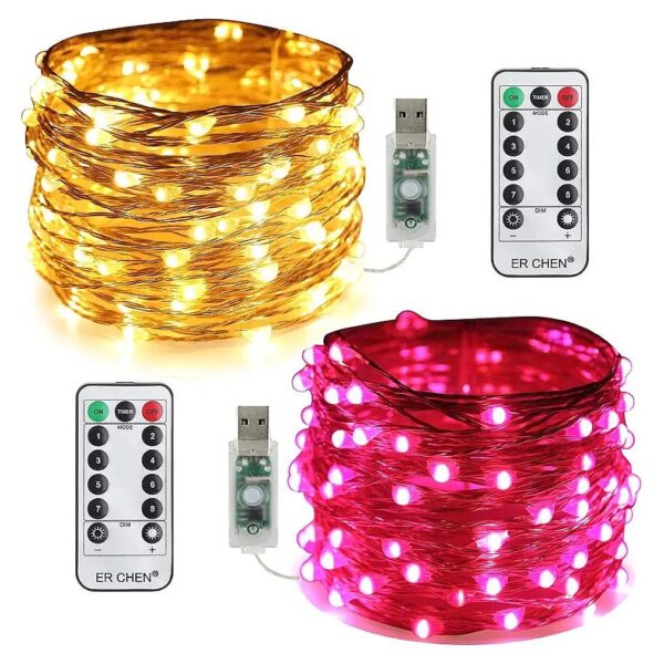 100 LED Bulbs, 33ft Copper Wire, USB Powered, Indoor Outdoor Use, Timer Function