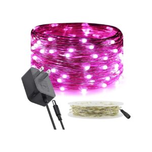 100 LED Pink Fairy Lights with Silver Wire 33 Foot Indoor String Lights