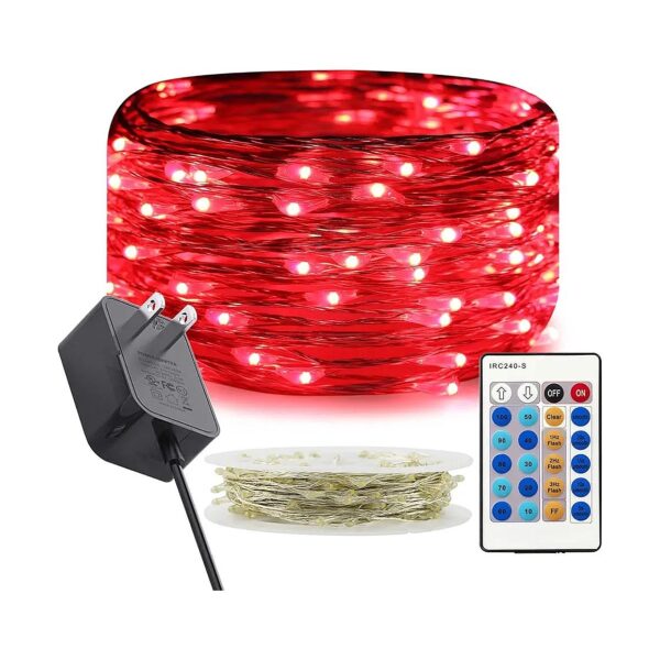 100 LED Red Twinkle Lights with Long Coil and Coiled Design