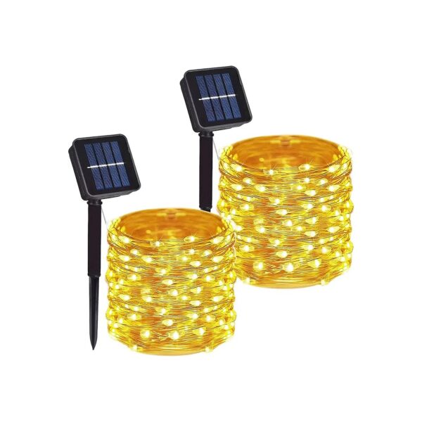 100 LED Solar Powered Copper Wire String Lights with 8 Lighting Modes