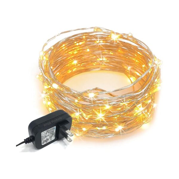 100 LED Warm White Color Indoor Outdoor String Lights with 5 Ft Cable