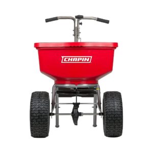 100-Pound Capacity Red Spreader with Poly Hopper and Stainless Steel Frame