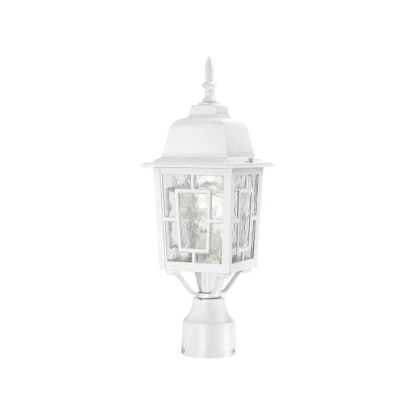 100W A19 Max Light Post Lantern with White Finish and Glass