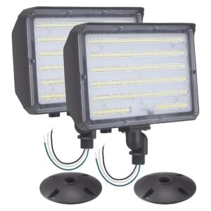 100W LED Flood Light with Dusk to Dawn Sensor and Adjustable Knuckle for Yard Lighting