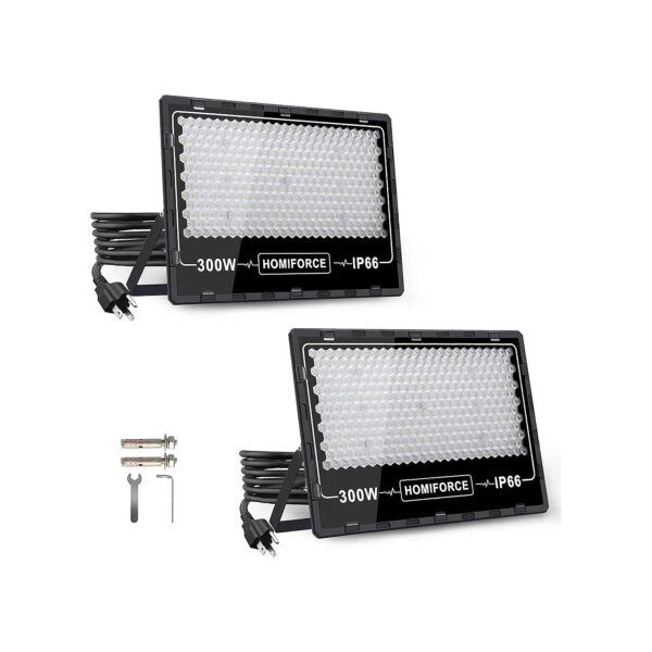 100W LED Floodlight with Plug, 6000K Floodlight for Yard, Garden, and Playground