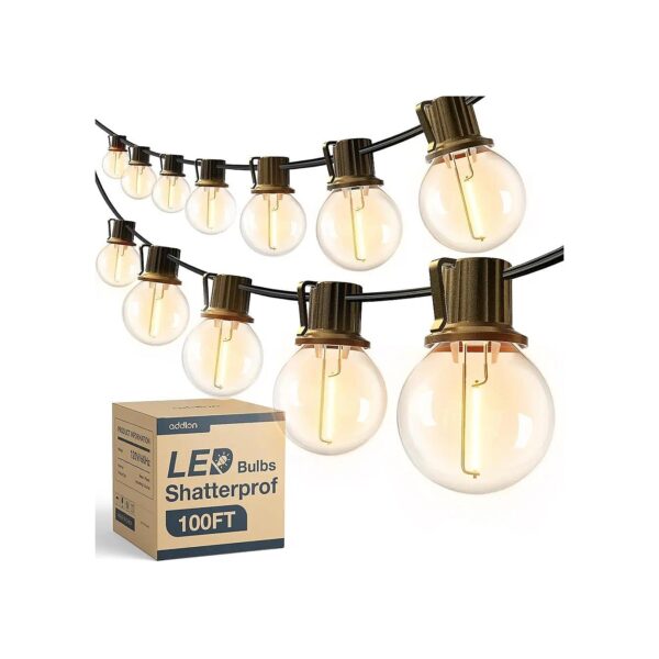 100ft Long Energy-Efficient LED String Lights with Globe Bulbs for Indoor Outdoor Use