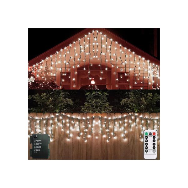 102 LED Cool White Icicle Fairy Lights 10Ft Outdoor Christmas String Lights Waterproof