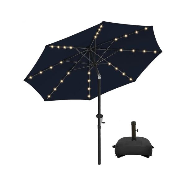 10FT Patio Umbrella with Advanced Solar Lights and Crank System