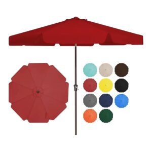 10FT Red Patio Market Umbrella with Crank Lift System and UV Protection