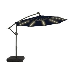 10FT Round Solar Patio Umbrella with 32 LED Lights for Outdoor Garden and Backyard