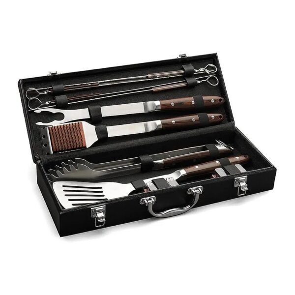 10-Piece Grilling Set with Forged Stainless Steel and Premium Pakka Wood Handles