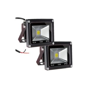 10W, 6000K White, IP65 Waterproof, 2 Pack, 80W Halogen Equivalent