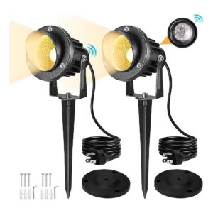 10W Warm White Dusk to Dawn LED Landscape Lighting Outdoor Spotlight 2 Pack Waterproof