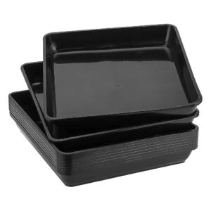 10X10 Inch Square Black Plant Saucer Tray for Heavy Plant Pots with Smooth Surface