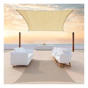 10X13 Beige Heavy Duty Sun Shade Sail Canopy UV Block UPF50 Water Permeable Yard Awning