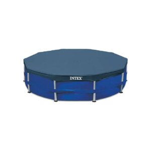 10ft Blue Metal Frame Round Pool Debris Cover with Convenient Rope Tie and Overhang