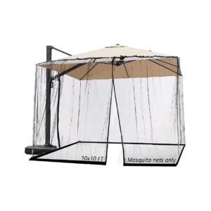 10ft Patio Umbrella Mosquito Net Screen with Zipper and Mosquito Netting