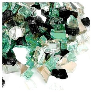 10lb Blended Fire Glass for Fireplace Landscaping in Onyx Black Platinum Light Green