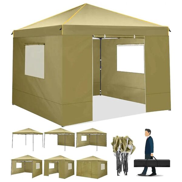 10x10 Pop Up Canopy Tent with 4 Stakes and Ropes for Stable Setup and Easy Transport