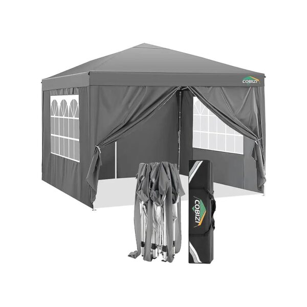 10x10 Portable Pop Up Canopy Tent with 4 Sides and Waterproof Fabric for Outdoor Use