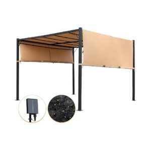 10x10 Square Metal Gazebo Canopy Tent with UV-Resistant Fabric and Waterproof Frame