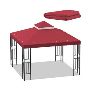 10x10 ft Square Red Gazebo Replacement Canopy Top Cover for camping and BBQ use