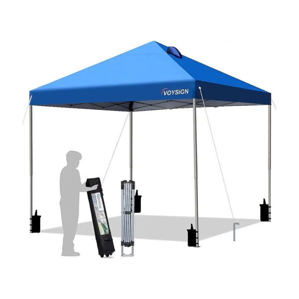 10x10ft Blue Pop Up Canopy Tent with Durable Fabric and Adjustable Height, Easy Setup