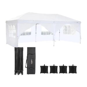 10x20 ft Pop Up Canopy Tent with Adjustable Height and UV-Protected Canopy for Comfort