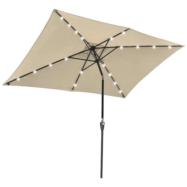 10x5ft Outdoor Solar Powered LED Lighted Umbrella for Patio Use