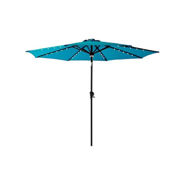 11 Foot Outdoor Patio Market Table Umbrella with Solar Powered LED Lighting and Tilt