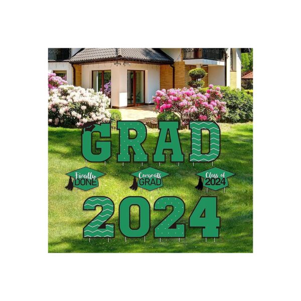 11 Pcs Congrats Grad Lawn Signs with 23 Stakes for Graduation Celebration