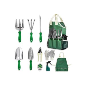 11 Piece Garden Tool Set with Tote Bag Adjustable and Apron, Gardening Accessories