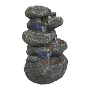 11-Inch Tabletop Fountain with Waterfall Sounds and Soft Lighting