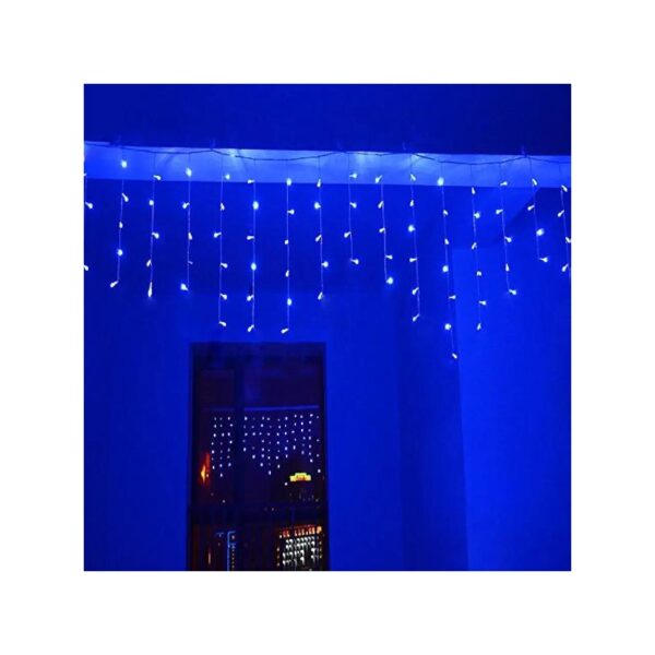 11ft Blue LED Fairy Curtain String Light with 8 Modes and Extension for Gardening Decor