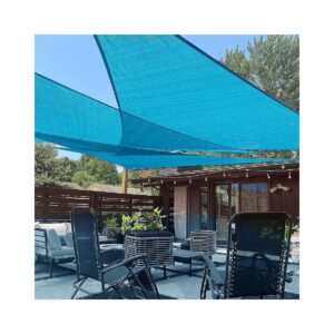 12 Feet x 12 Feet x 17 Feet Turquoise Blue HDPE Shade Sails Patio Sun Shade Fabric