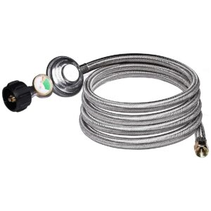 12 Foot Propane Regulator Hose Replacement with Propane Tank Gauge for Most LP Gas Grills