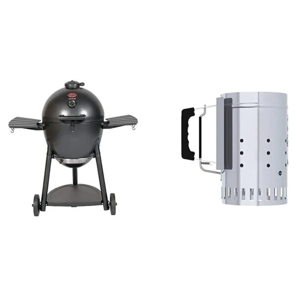 12 Inch Charcoal Grill Chimney Starter with E-Z Starter and Patented Trigger Release