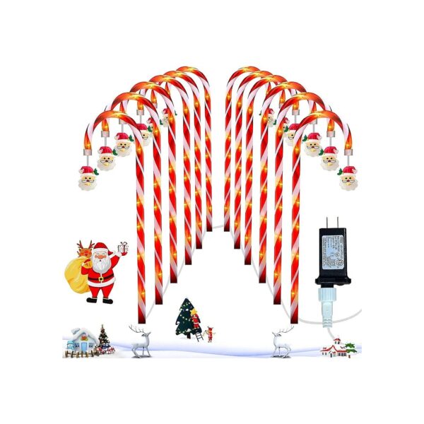 12 Pack Christmas Candy Cane Lights for LED Pathway Decorations